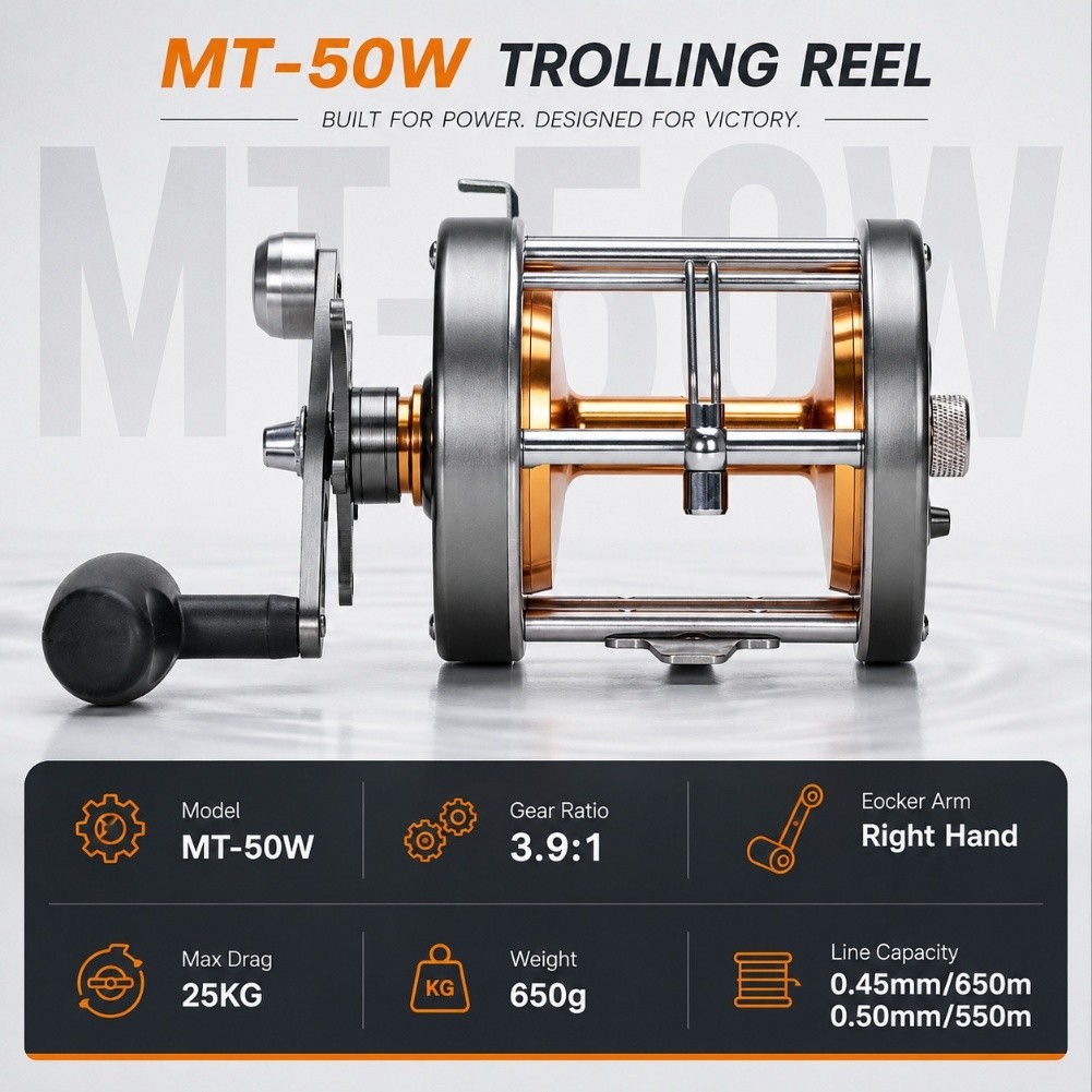 Троллинговая катушка MT 50W, п – обзор и цена Trolling Reel